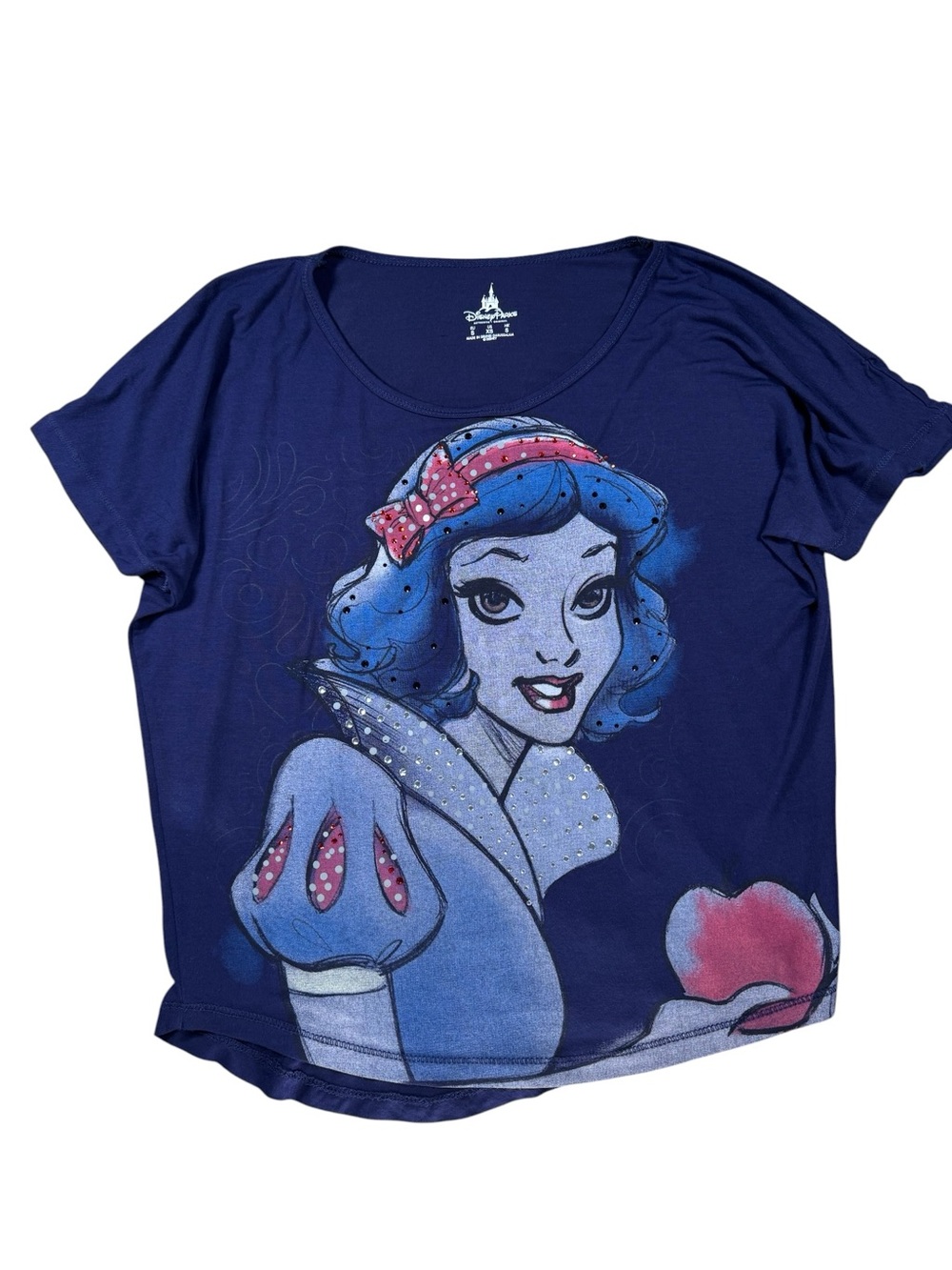 Disney Snow White Graphic Tee Navy Blue Disney Princess Shirt Women’s Small EUC - Picture 2 of 5